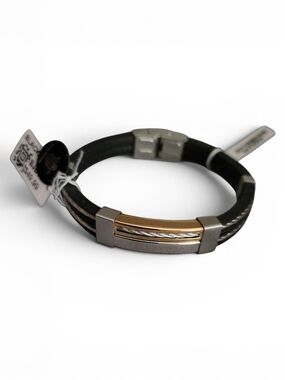 Black Two-Tone Cable Men's Bracelet by BlackJack